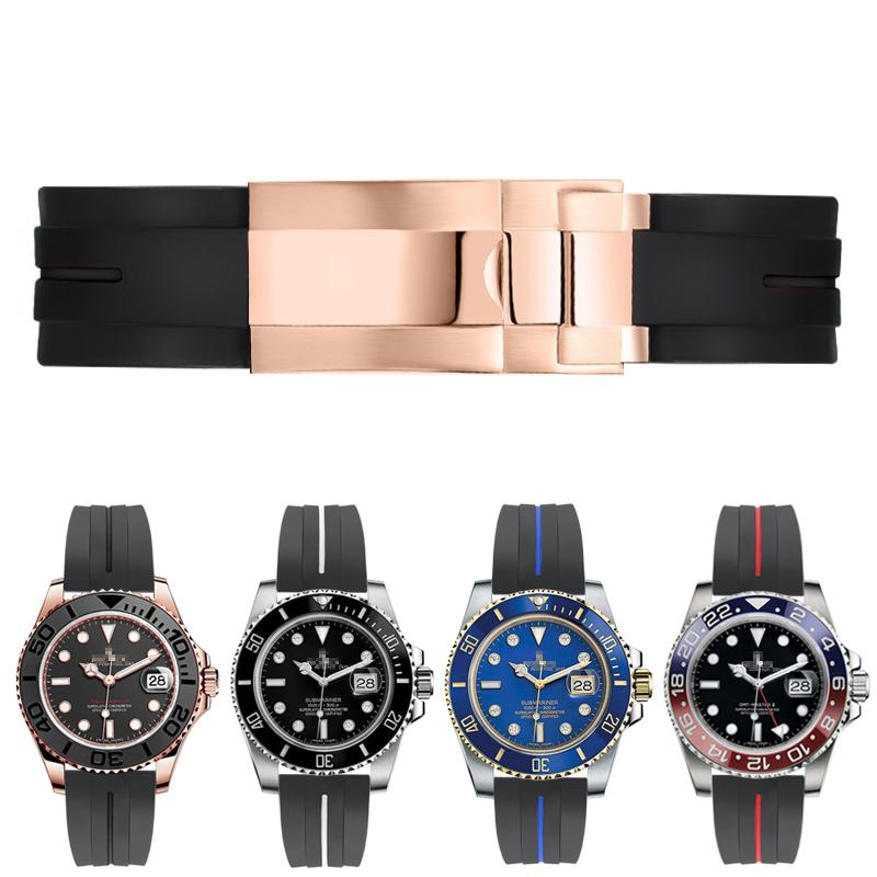 Correa de Reloj de Caucho Para Seiko Tudor Citizen Correa Con Hebilla de Acero Inoxidable Pulsera de Reloj Impermeable 20mm 21mm Negro Azul