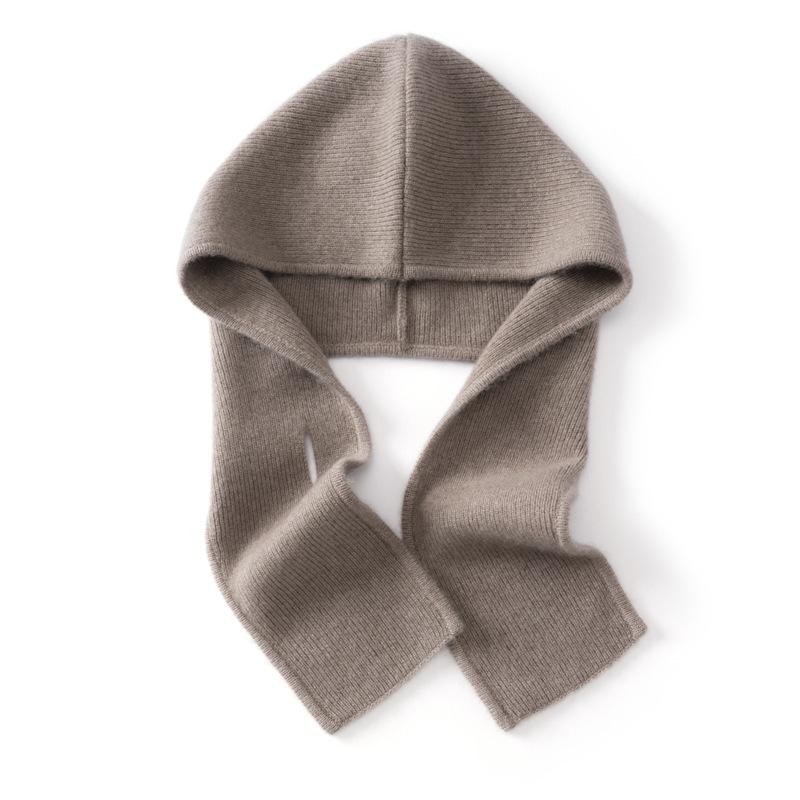 Flat Cashmere Hat Scarf Integrated Women's Winter One-piece Neck Cover Hat Warm Ear Protection Knitted Wool Pullover Hat