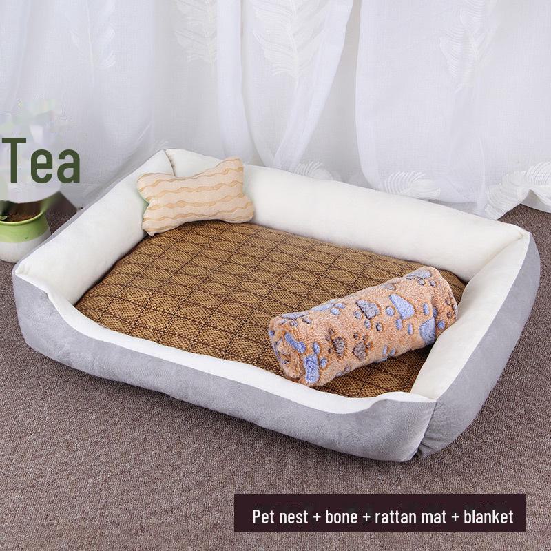 Haustierbett für Hunde und Katzen – warme Vier-Jahreszeiten-Matte für Golden Retriever und Teddy