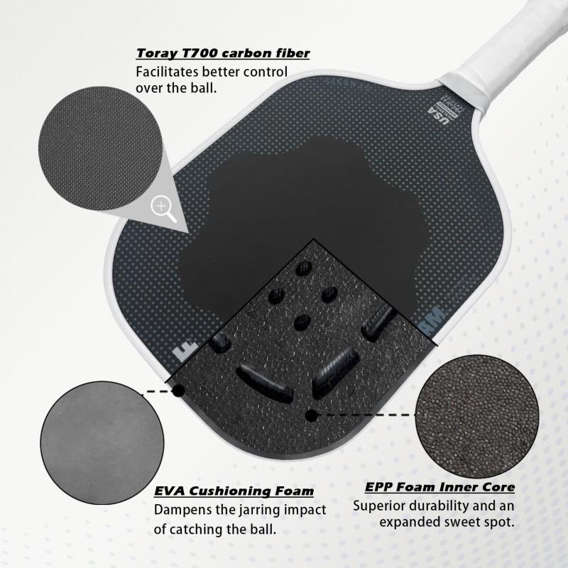 T700 Carbon Fiber Pickleball Core CRBN Style TruFoam High Density EPP 230g5 16mm Thick