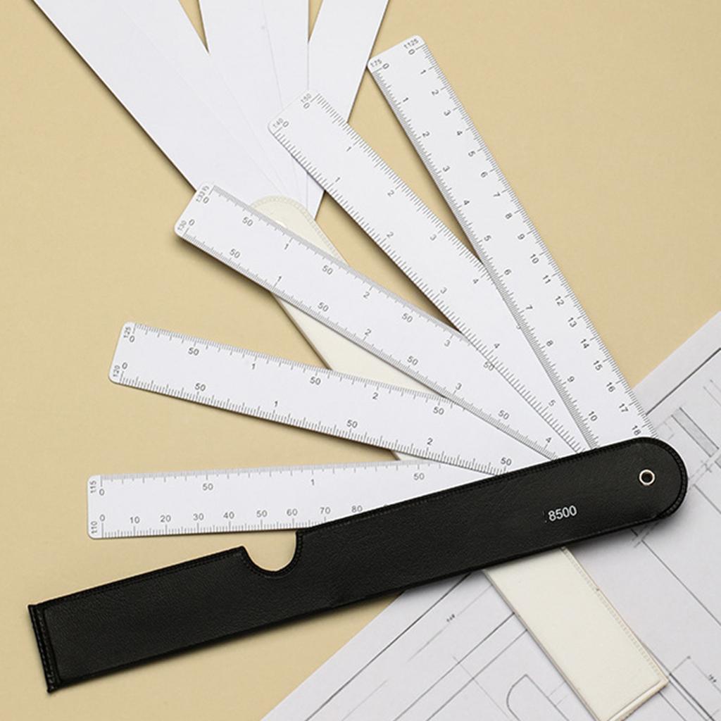 Multifunctional Fan Shaped Scale Ruler Metric Scale Ruler Folding Engineering Ruler for Architecture Drawing Measuring