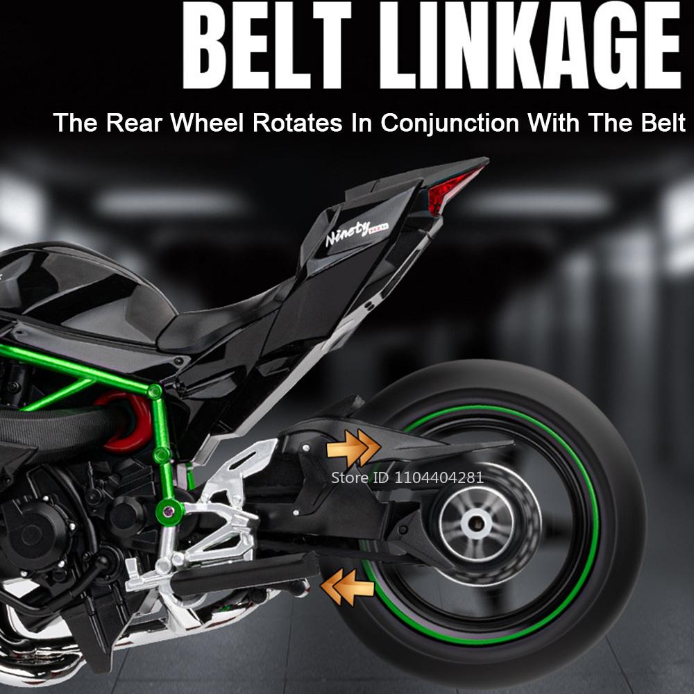 1:9 Kawasaki H2r 1000rr Alloy Motorcycle Diecast Models Car Toys Front Wheel Steering Sound Light Motorbike Boy's Birthday Gifts
