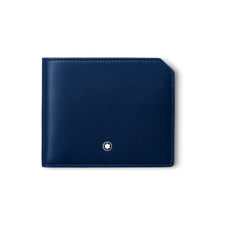 

Montblanc Solid Color Minimalist 6 Card Slot Leather Wallet Men Wallet Midnight-Blue 130059 Box(Basic Set+Box)