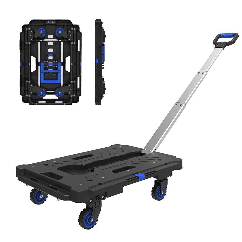 Silent Heavy-Duty Portable Folding Hand Truck - Lightweight Flatbed Cart for Household Goods