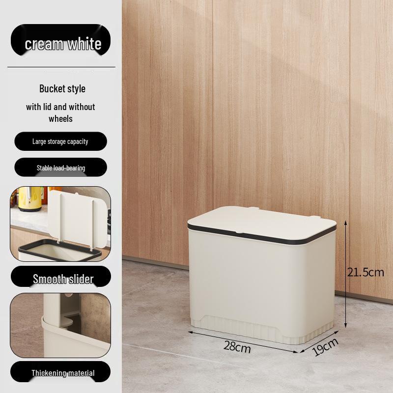 Multi-Layer Kitchen Trash Can & Snack Storage Rack with Lid & Wheels