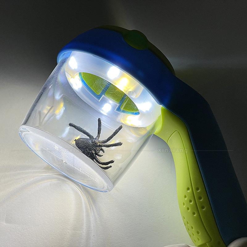 Hand-Held Barrel Type Child Student Animal Observer with Scale Measurement Insect Cold and Warm Light 8X Toy Magnifying Glass