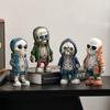 Skeleton Figurines Creative Resin Hand Crafts Statue Skull Halloween Skull Horrible Ornaments for Home Desk Decor Car Display