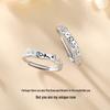 Kleiner Prinz & Rose Sterling Silber 999 Partnerringe - Koreanischer Stil, Hochwertige gehammerte Textur, Verstellbar.