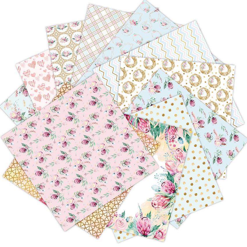 24 Sheets Floral Craft Paper Pads Cutting Dies Art Background Origami Scrapbooking Card Making.