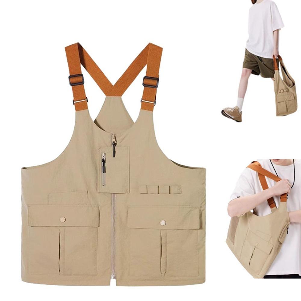 Polyester Vest Shoulder Bag 2-in-1 Convertible Crossbody Vest Bag Utility Vest Backpack Hiking