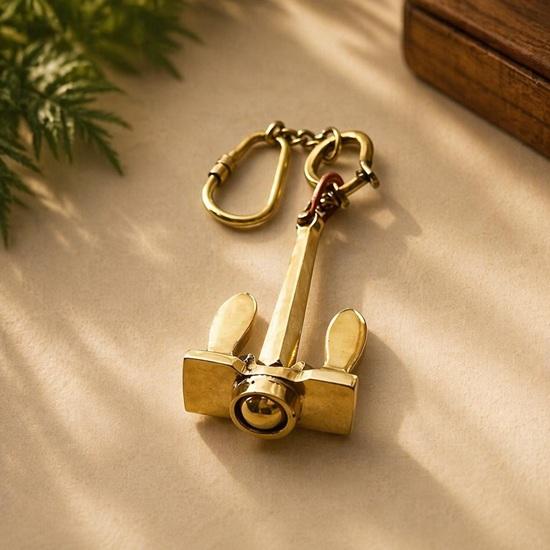 Brass Anchor Keychain Nautical Ship Anchor Key Ring Maritime Gift Handmade Accessory
