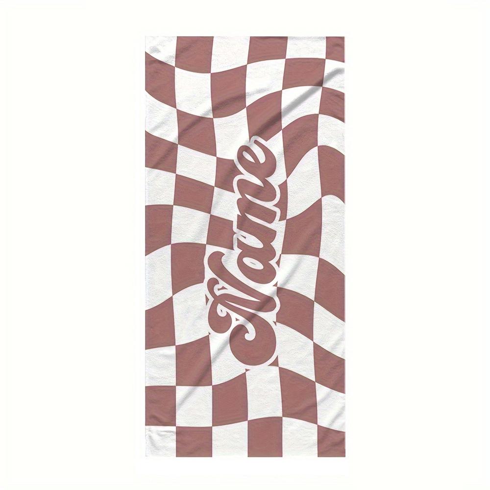 Personalized Grid Beach Towel Customize Name/Logo Oversized Microfiber Towel Summer Party Gift For Beach Swimming Bath Sports