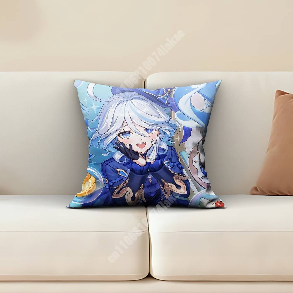 Genshin Impact Furina Hydro Archon Pillow Cover Sofa Couch Cushion Case Creative Workspace Accent Home Decor