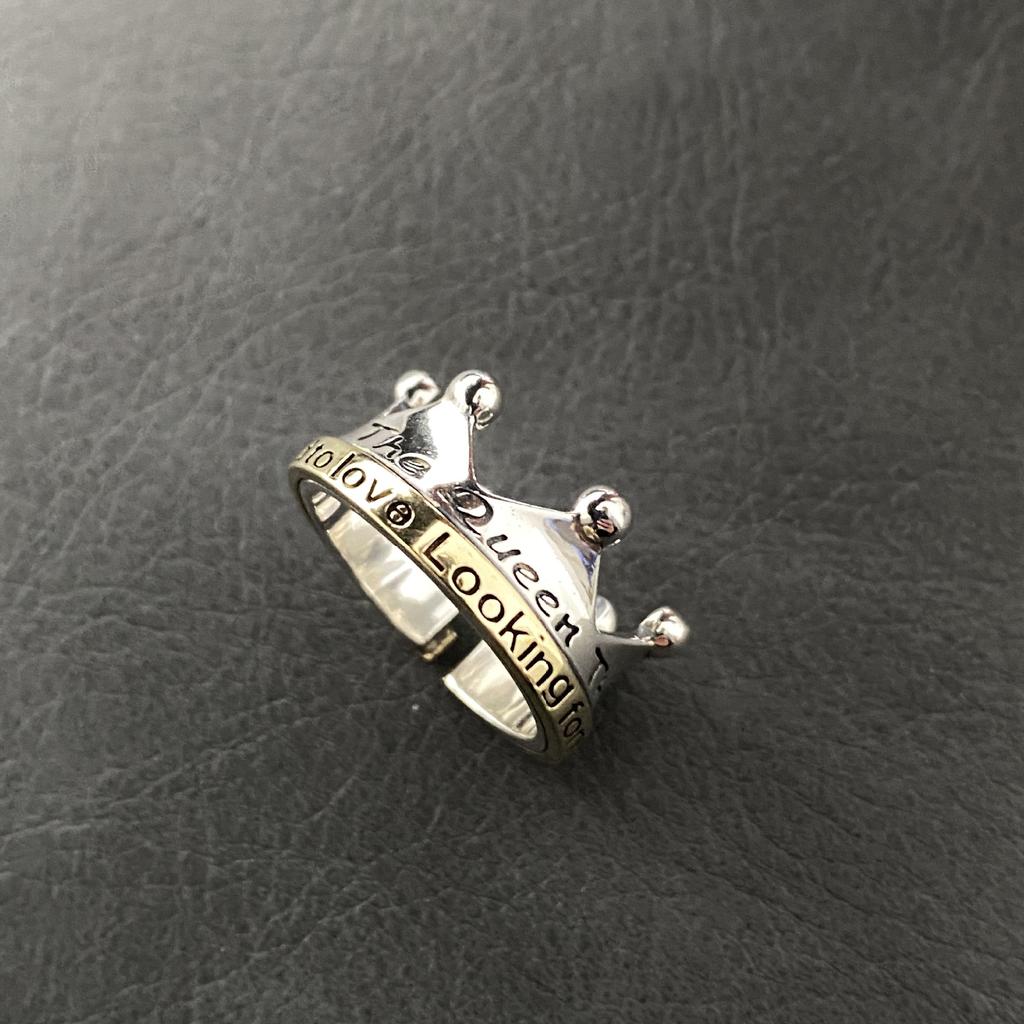 Retro Crown Ring For Men Women Two Color Punk Gothic Adjustable Open Ring Handmade Designer Zircon Unisex Accessories Love Gift
