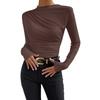 Womens Long Sleeve Top Ladies Summer Solid Color Slim T-shirt Elegant Basic Blouses