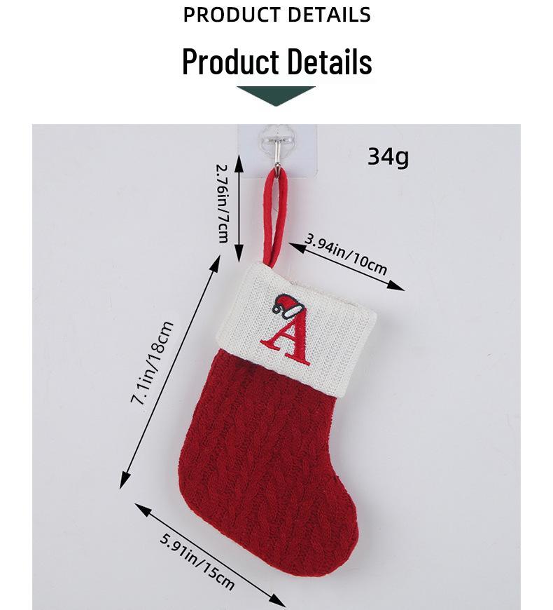 American Style Knitted Wool Socks & Embroidered Christmas Stocking Gift Bag for Children