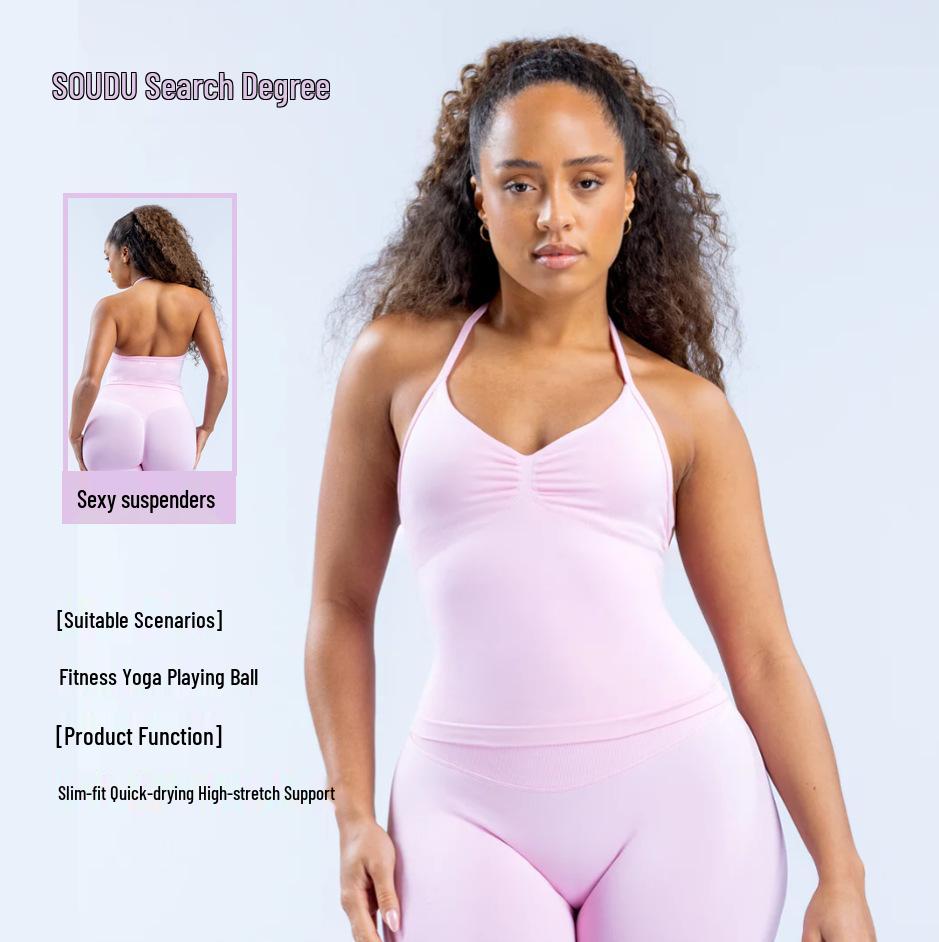 Reggiseno Sportivo dfyne Senza Cuciture con Scollo all'americana e Coppe Integrate – Canotta Yoga ad Alta Elasticità per Donna