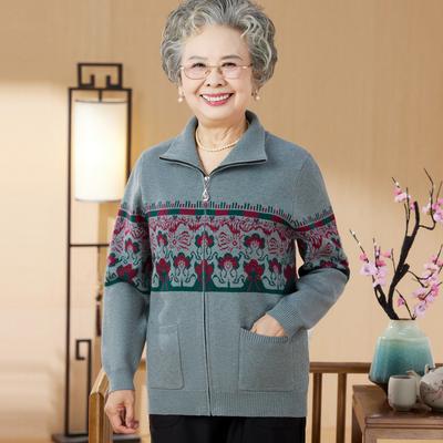 Cappotto Spesso con Velluto per Anziane, Cardigan a Maglia per Anziani, Vestiti Primaverili e Autunnali per Nonne, Maglione Lavorato a Maglia per Madri