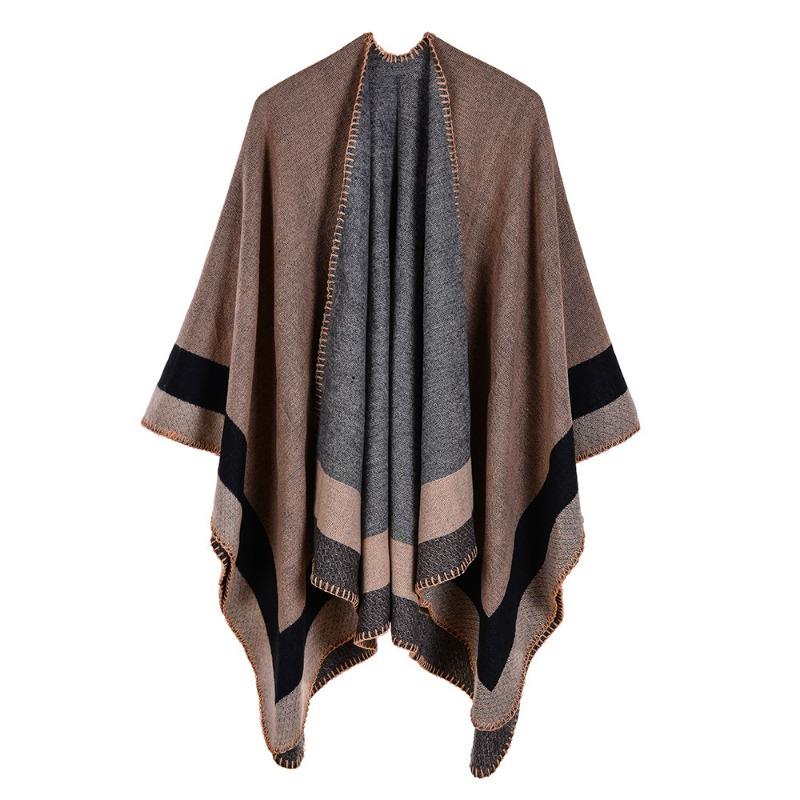 New jacquard frame geometric warm shawl autumn and winter scarf lengthened thickened cape cape