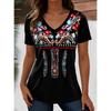 T-shirt da Donna Stile Grafico Retrò Abbigliamento Moda Stampa 3D Moda Estiva Top Scollo a V Largo Manica Corta Maglietta