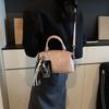 Letter Compact Pu Boston Bag With Seam Details For Casual Outings