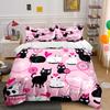 Multiple Sizes Pink Cats With Hearts Pattern Bedding Set 1 Duvet Cover 2 Pillowcases For Adult Children Luxury Gift Full Size