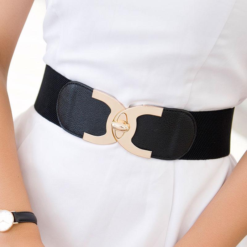 016021 Autumn And Winter Buckle Fashionable Women'S Decorative Wide Belt Elastic Waist Seal Women'S Belt