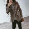 Women Spring British Style Plaid Blazer Lady Slim Patchwork Single Breasted Business Outwear