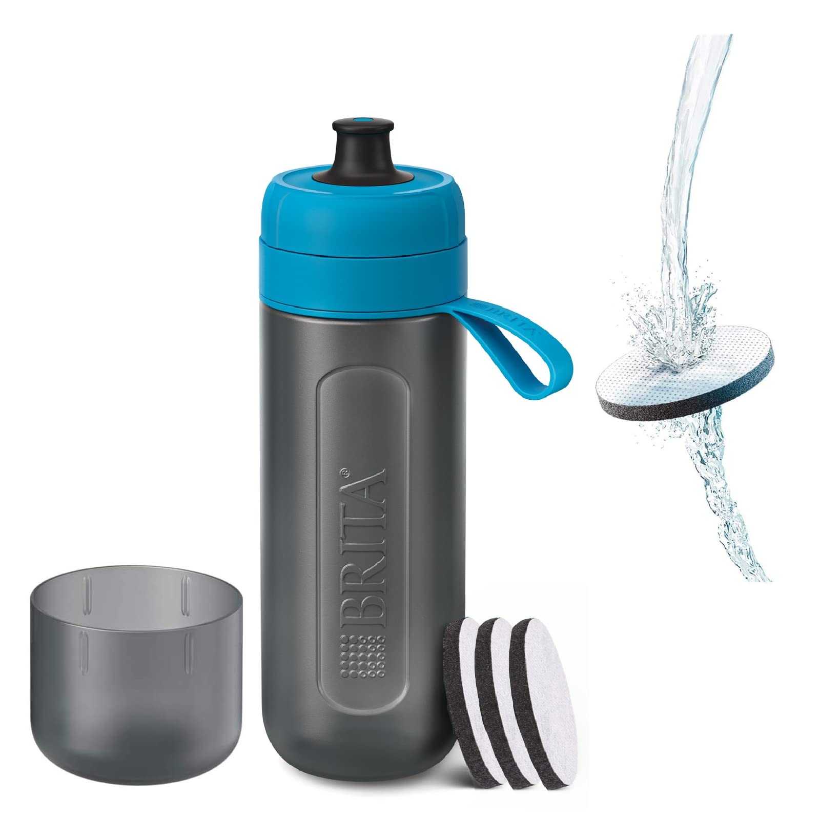 

BRITA Portable Water Bottle with Active Blue Filters, 600ml, and 3 Micro-Disc Filters [Official Japanese Product]