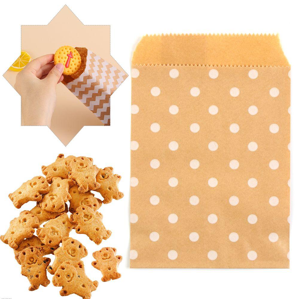 Birthday Baking Wave Dot Pastry Tool Packing Pouch Kraft Paper Bag Popcorn Bag Candy Biscuit Bags