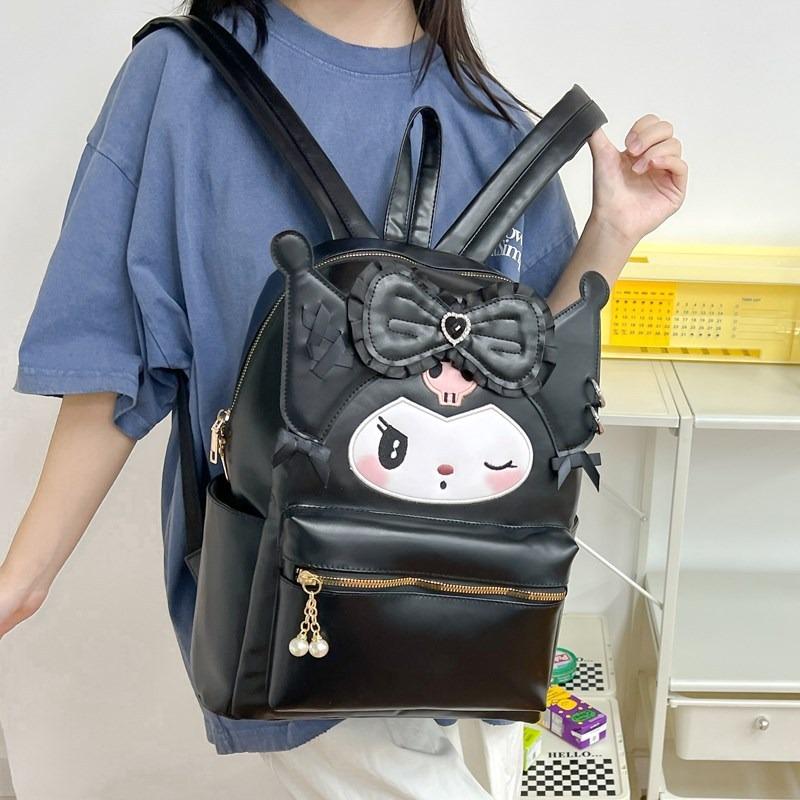 College Style Two-dimensional Leather Cartoon Rabbit Backpack Campus Feeling New Daily Girl Backpack