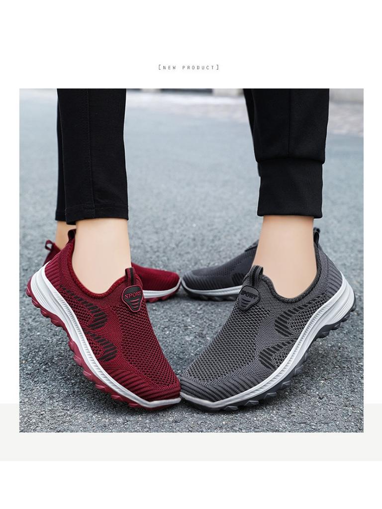 Pánské jarní vycházkové boty Flyknit s tlustou podrážkou, pohodlné, ležérní, síťované, nazouvací tenisky, celodenní, lehké, každodenní obuv