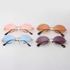 Retro Rimless Oval Women Sunglasses Fashion Designer Gradient Lens UV400 Protection Stylish Sun Glasses for Men and Women