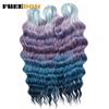 FREEDOM Synthetische Flecht-Haarverlängerungen Tief Gewellt 24 Zoll Lang Lockige Braids Haare Ombre Braun Regenbogen Twist Häkel-Haar