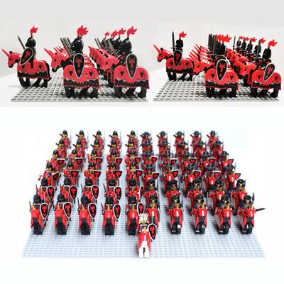 Medieval Knights Castle Cavalry Rohan Soldiers Guard Army Lotr Cavalier With Weapon Armor Helmet Shield and Horse Figure Blocks