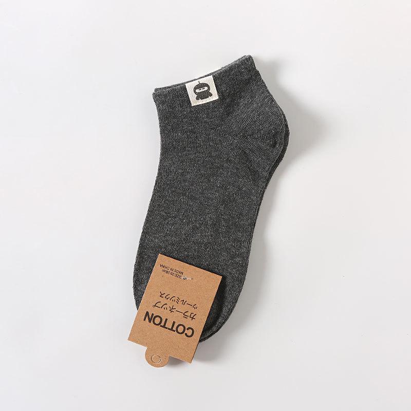 Men Spring and Summer New Retro Cotton Heel Cloth Paste Anti Drop with Solid Color Boat Socks