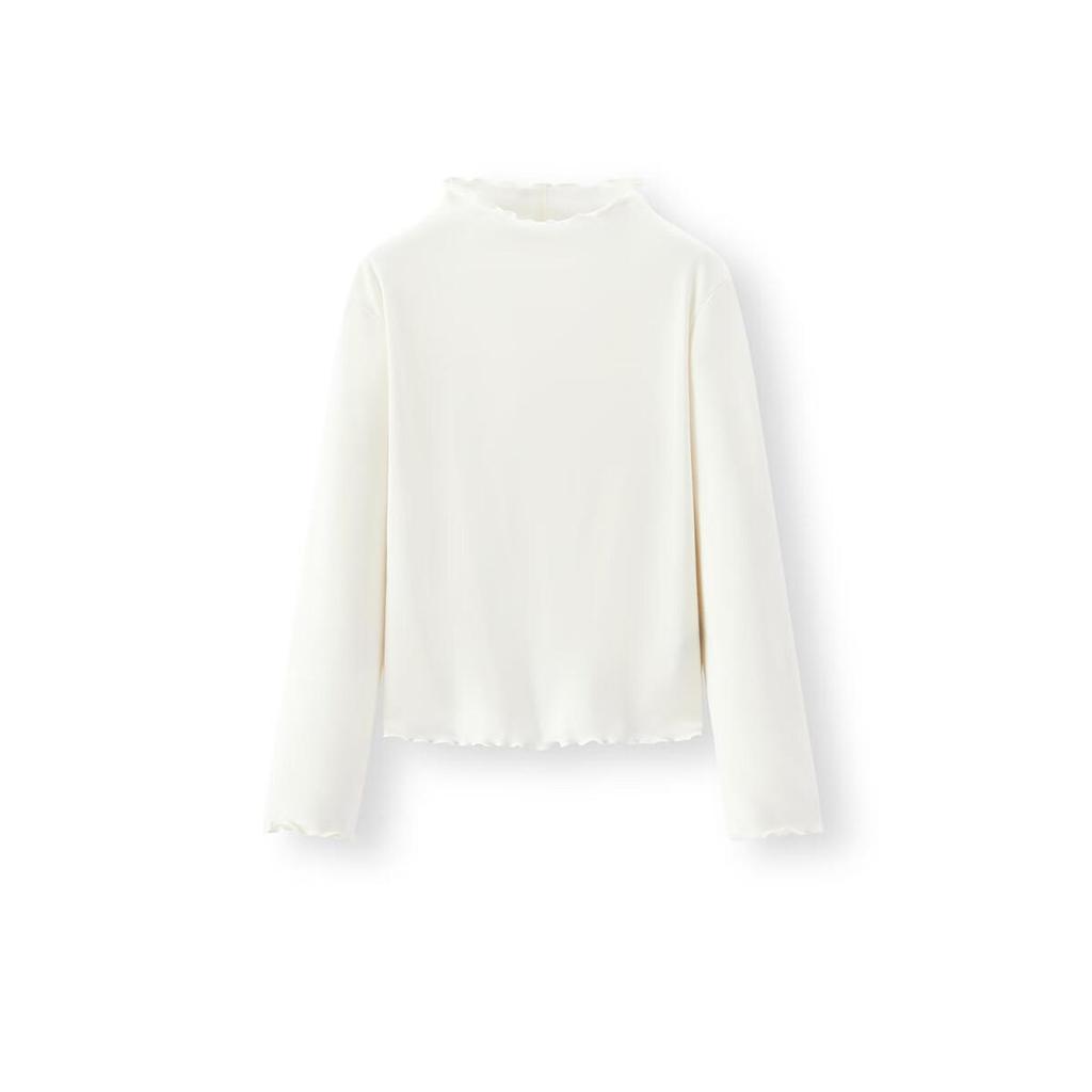 Semir Women's Long Sleeve T-shirt Half High Neck Slim Fit Winter 2025 Thermal Fleece Mushroom Edge Base Shir