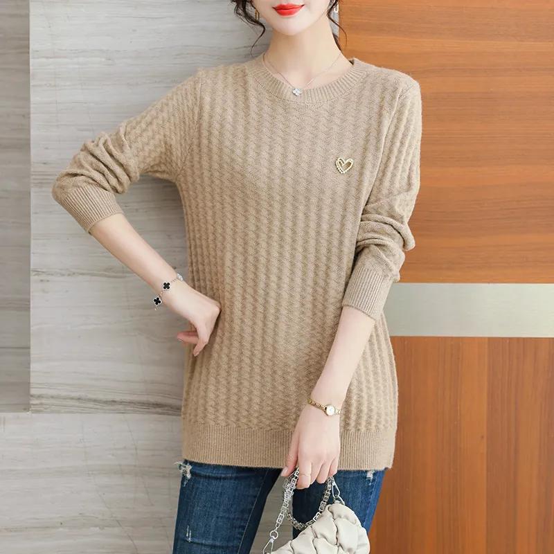 Autumn Winter Cotton Sweater Women's Loose Warm Stretch Bottoming Knit Casual Comfortable Thickened Sweater