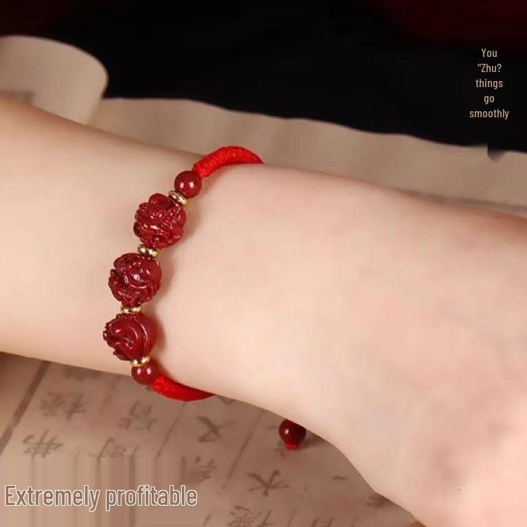 Bracelet Rouge Cinabre Année du Serpent 2025 pour les Signes Serpent, Tigre, Dragon, Cochon, Singe – Cordelette à Main Benmingnian Unisexe