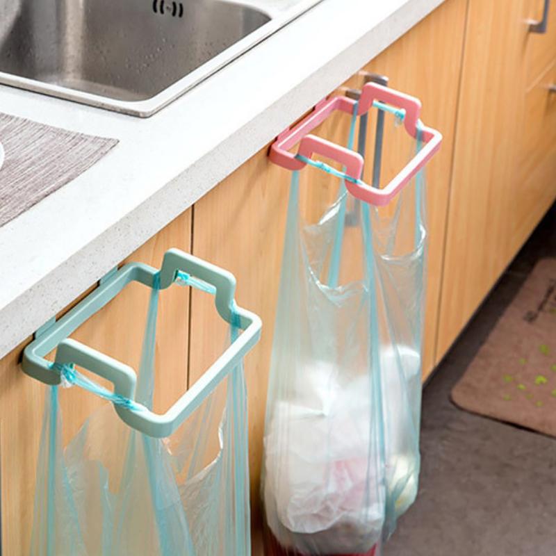 Portable Plastic Garbage Hanging Kitchen Trash Storage Rack Bag Hook Organzier