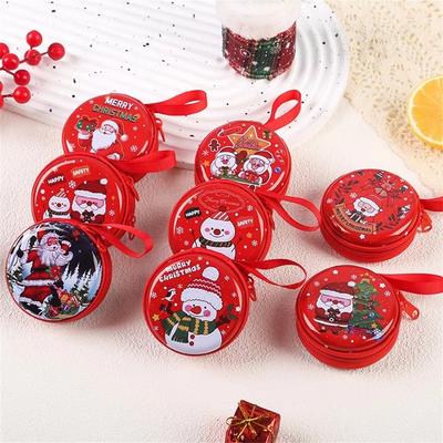 New Cartoon Christmas Coin Purse Santa Claus Snowman Cartoon Storage Box Tin Box Christmas Storage Containers New Year