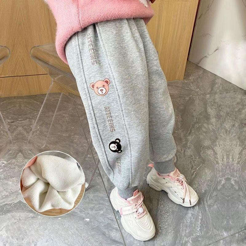 Girls' Pants, Autumn and Winter Models, Plus Velvet, Western Style, Leggings, Girls' Thickened Casual Sports Pants