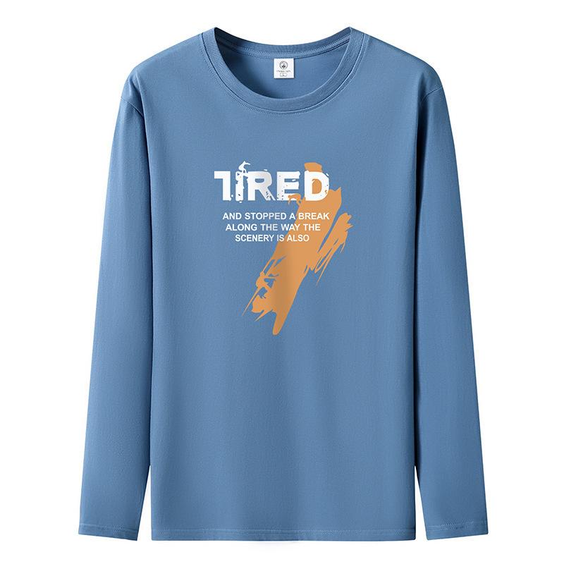Tired Pattern Man Long Sleeves T-shirt Pure Cotton Men Casual Sweatshirt Large Size