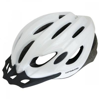 Captain Stag Y 6525 [Casque de vélo pour enfants et adultes avec visière à coque souple Tour de tête 56 60cm Norme SG Vento Blanc]
