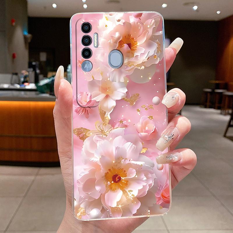For Tecno Spark 7 Pro 8 8p 8t 9T (India) Cases Butterfly Phone Cover Spark7 7T 7Pro Bag Soft Silicone Transparent TPU Jelly Case