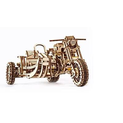 UGEARS Rompecabezas 3D de motocicleta con sidecar - Kits de modelos de madera para motocicleta Scrambler UGR-10