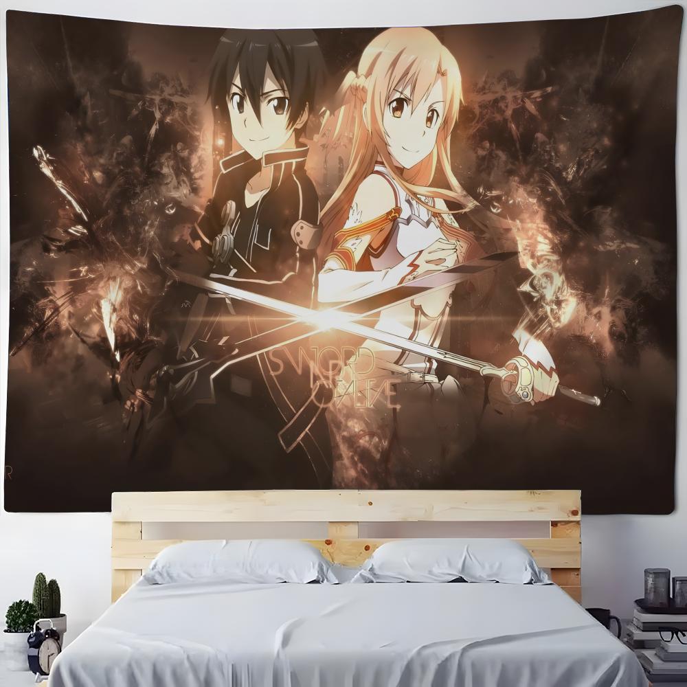 S-Sword Art Online Tapestry Anime Tapestry Wall Hanging Bohemian Wall Tapestries Mandala Home Decor Accessories