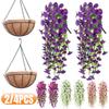 2/4Pcs UV-Resistant Artificial Flowers Morning Glory Eucalyptus Hanging Flower Plants Wedding Home Outdoor Garden Decoration