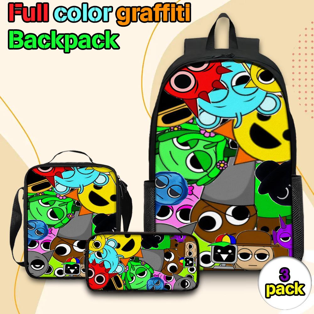 Sprunki Rhythm Box Backpack Primary School Third and Fourth Grades Lightweight Student School Bag L