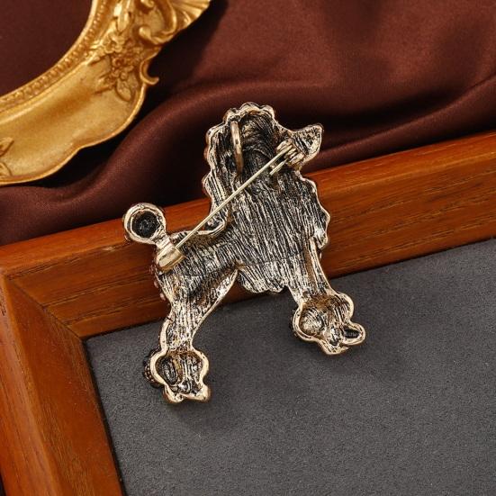 Criativo bonito poodle cão forma broche espumante strass casaco lapela pino vestido xale cachecol chapéu animal emblema jóias presente